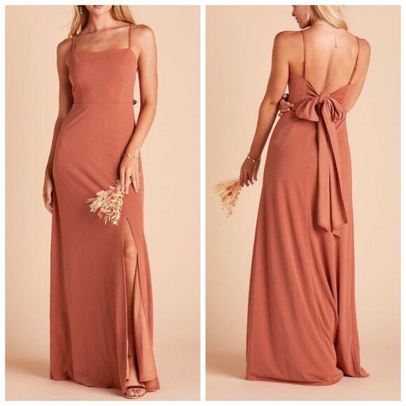 Birdy Grey Benny Dress Womens Size Small Tie-back Maxi Terracotta Bridesmaid